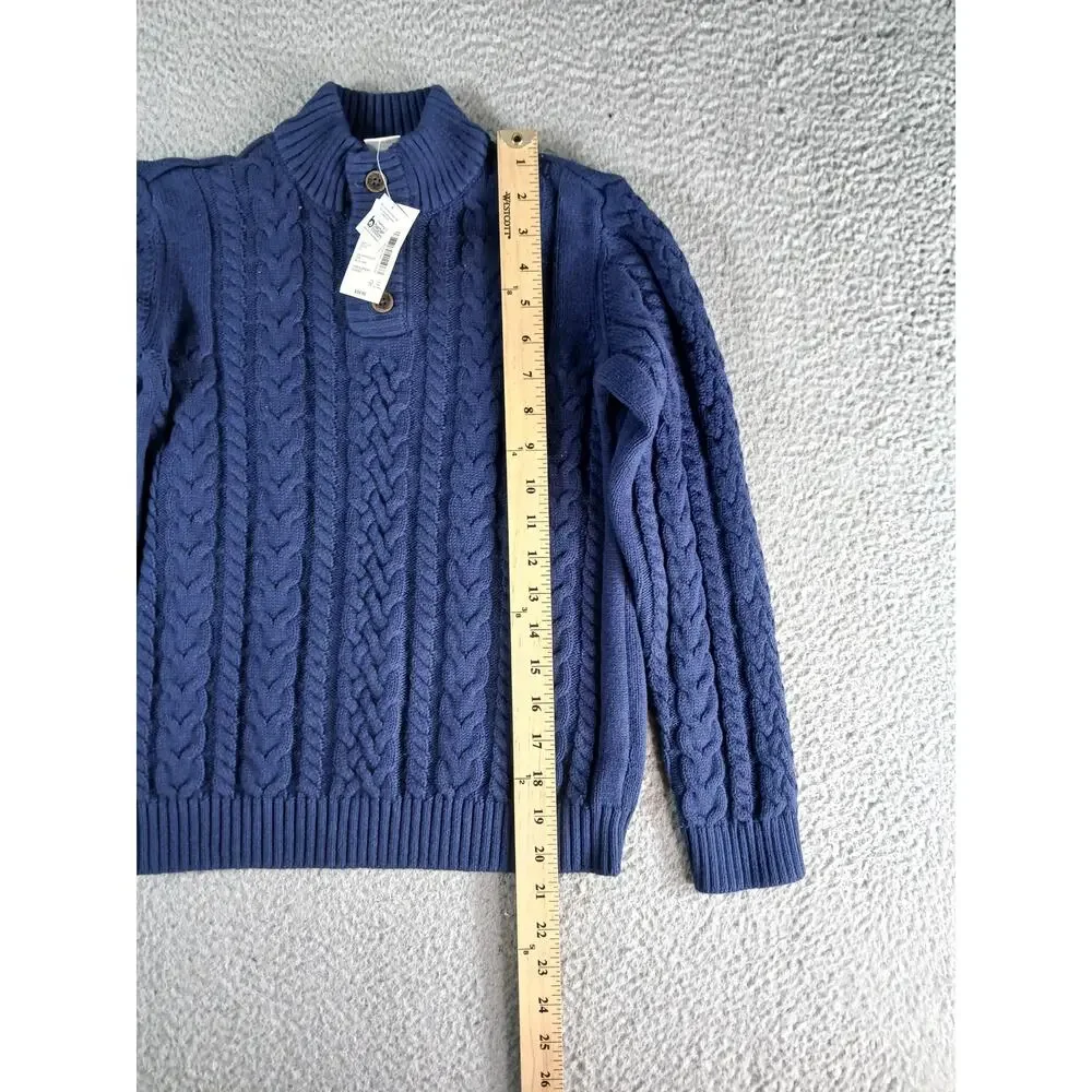 Gymboree Sweater Boys Size 8 Blue Cable Knit Nordic Winter Pullover 1/4 Button